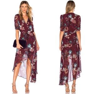 NICHOLAS Burgundy Floral Wrap Dress